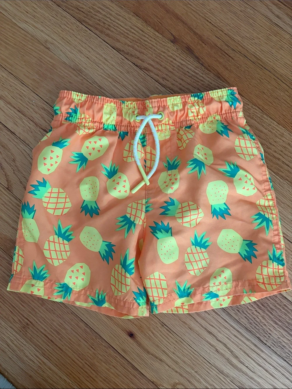 Cat & Jack Orange Swim Trunks with Yellow & Teal Pineapples